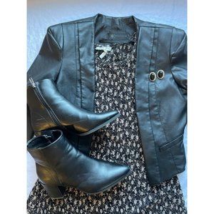 black + gold floral dress